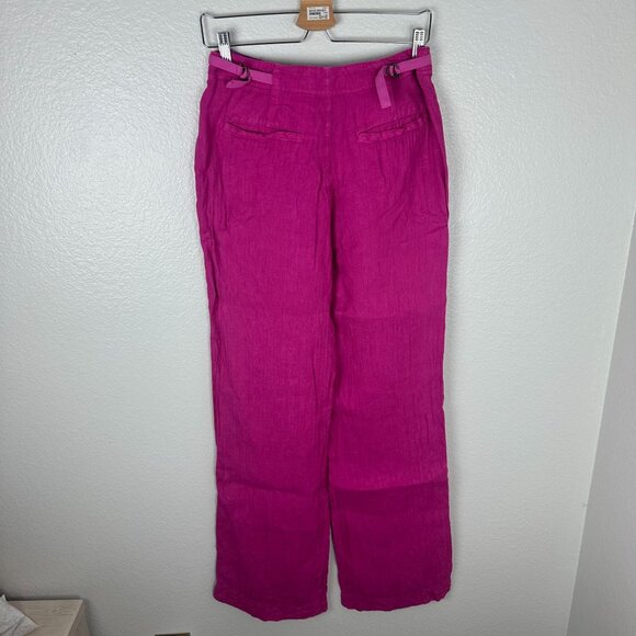 Sundance Oaklee Easy Linen Pants 6 Fuchsia Pink High Rise Straight Leg - Picture 8 of 10